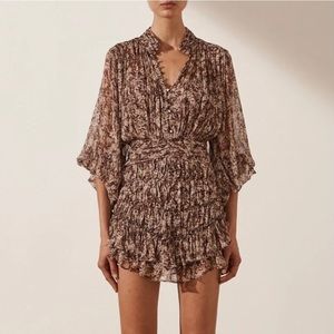 Shona Joy - BLOSSOM BUTTON UP RUCHED MINI DRESS *brand new*